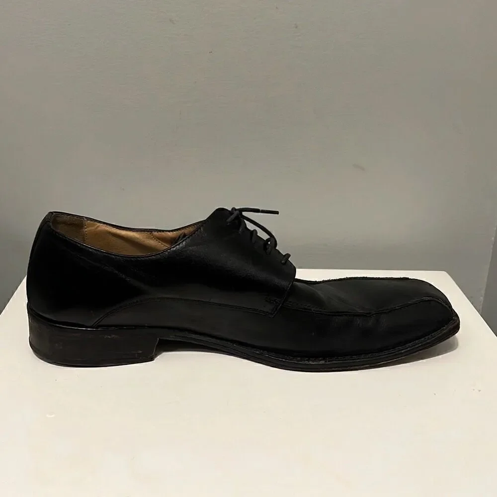 Pronto Uomo Men's Black Square Toe Lace Up Leather Oxford Shoes Size 10